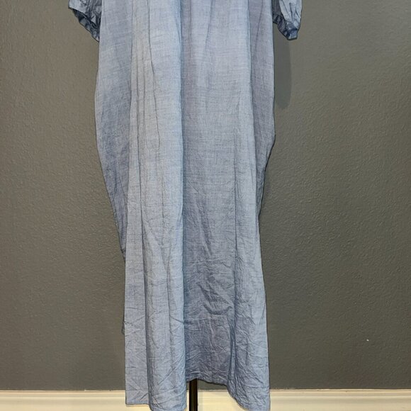 AMERICAN HOLIC Japanese Lagenlook Cottagecore Coastal Chambray Shirt Dress EUC M - Picture 9 of 13